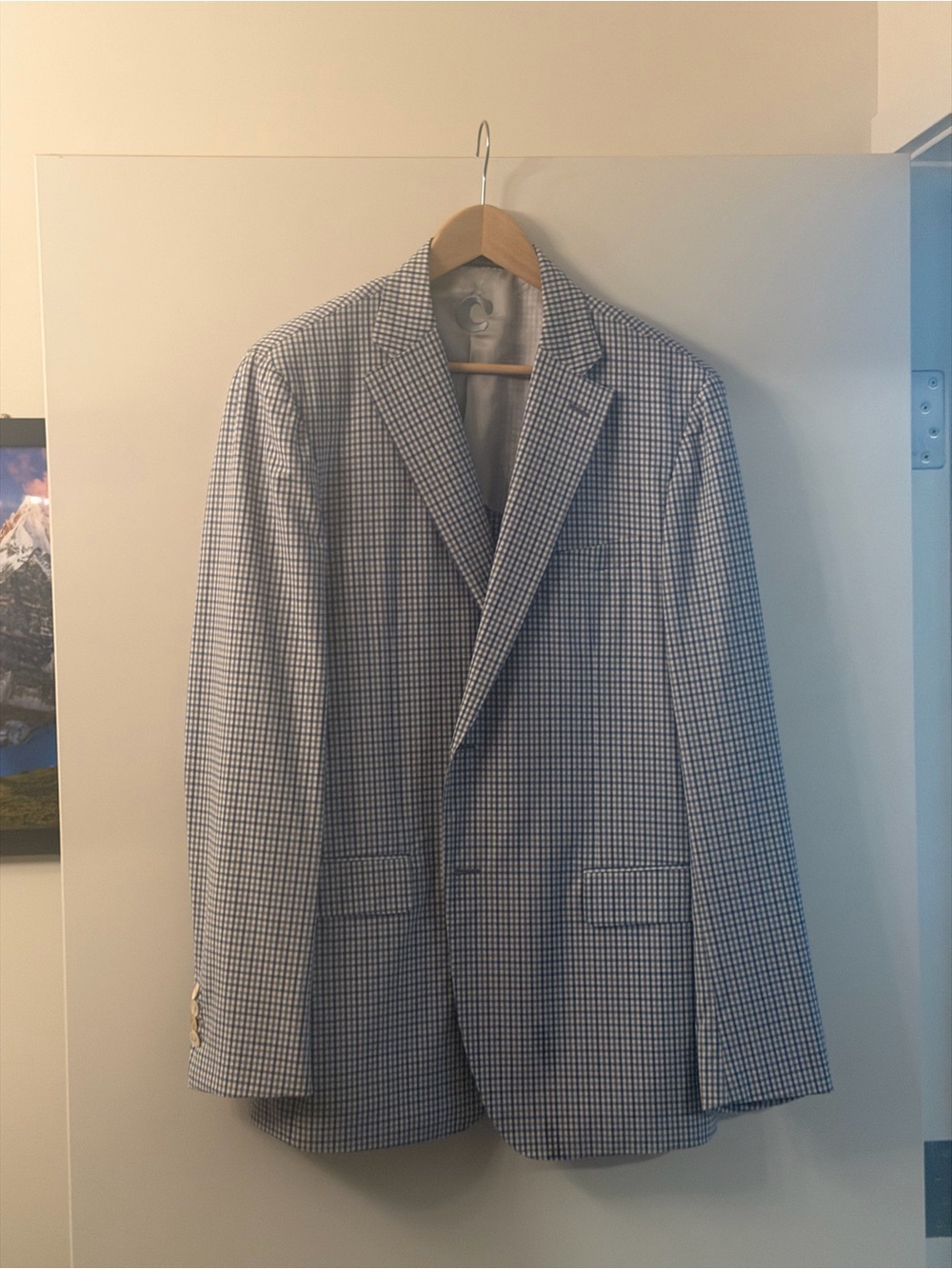 Caruso Blue and White Micro-Check Sport Coat